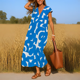 Laura | Robe maxi avec impression artistique