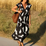 Laura | Robe maxi avec impression artistique